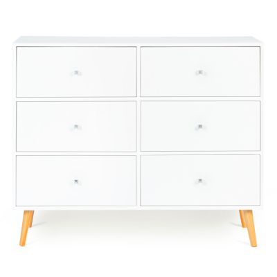 Commode 6 tiroirs EMMIE 110 cm scandinave blanc