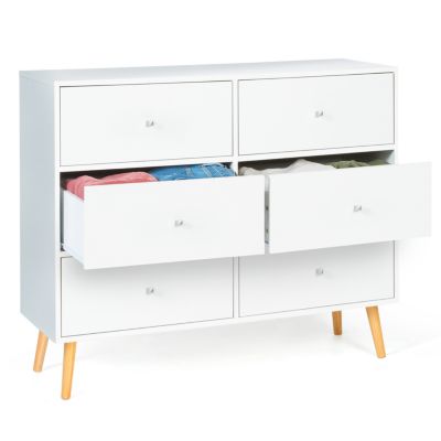 Commode 6 tiroirs EMMIE 110 cm scandinave blanc