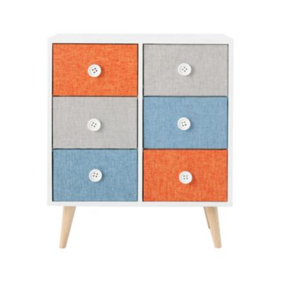 Commode 6 Tiroirs en bois gain d'espace Moderne coloré Tissu | Castorama