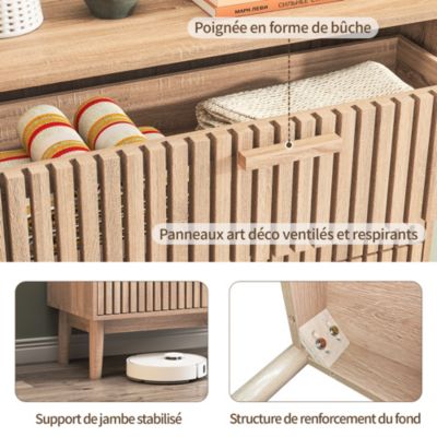 Commode 6 tiroirs en bois naturel, design, grande capacité de rangement, structure robuste et stable pour chambre ou salon
