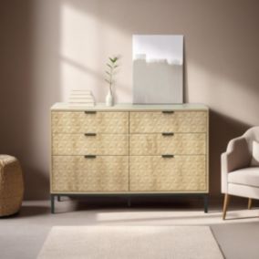 Commode à 6 tiroirs en MDF décor mélaminé bois clair  Oviala