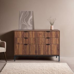Commode à 6 tiroirs en MDF décor mélaminé bois foncé  Oviala
