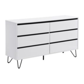 Commode 6 tiroirs - MDF - Blanc et noir - ABUJA