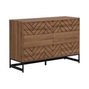 Commode 6 tiroirs - MDF et acier - Coloris : Naturel et noir - CARATANA