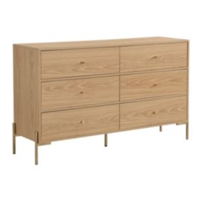 Commode 6 tiroirs - MDF et métal - Coloris : Naturel et doré - MILAVIA de Pascal Morabito