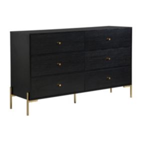 Commode 6 tiroirs - MDF et métal - Noir et doré - MILAVIA de Pascal Morabito
