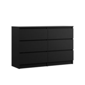 Commode 6 Tiroirs, Noir, 120 X 39 X 79 Cm