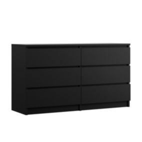 Commode 6 Tiroirs, Noir : 138  Cm, 140 X 39 X 79 Cm