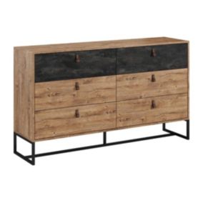 Commode - 6 tiroirs - Noyer et anthracite - MALONSKI