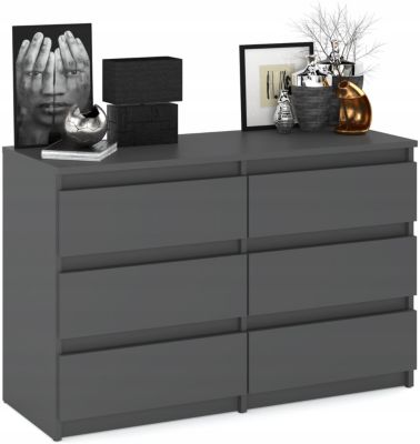 Commode 6 tiroirs-style contemporain-gris- 100X70X33cm - chifonnier loft