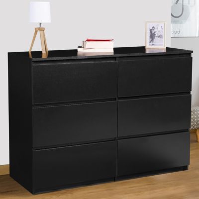 Commode 6 tiroirs TOMI 110 cm bois noir