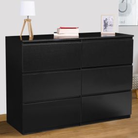 Commode 6 tiroirs TOMI 110 cm bois noir
