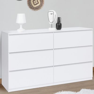 Commode 6 tiroirs TOMI XXL 140 cm bois blanc
