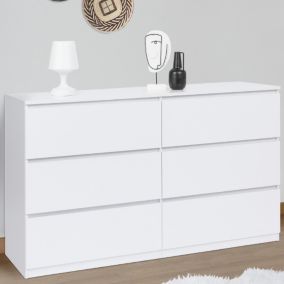 Commode 6 tiroirs TOMI XXL 140 cm bois blanc