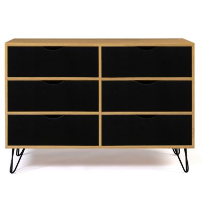 Commode 6 tiroirs vintage NOEMI 110 cm bois pied épingle
