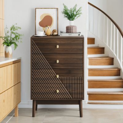 Commode 60 cm en noyer avec 4 tiroirs