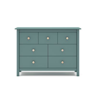 Commode 7 tiroirs décor vert laqué L110 cm CAMILLE