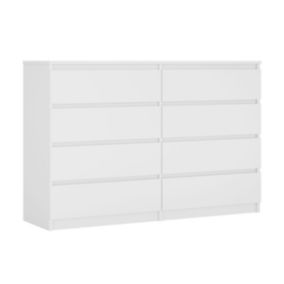 Commode 8 Tiroirs, Blanc Mat, 140 X 101 X 39 Cm