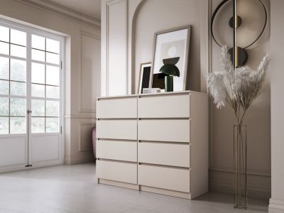 Commode 8 tiroirs, cachemire, 120 x 39 x 101 cm