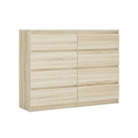 Commode 8 Tiroirs, Chêne Sonoma, 120 X 39 X 101 Cm