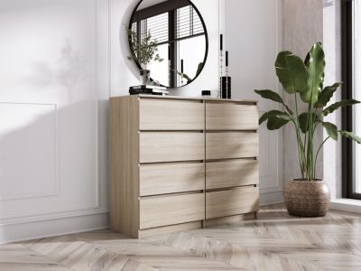 Commode 8 Tiroirs, Chêne Sonoma, 140 X 101 X 39 Cm
