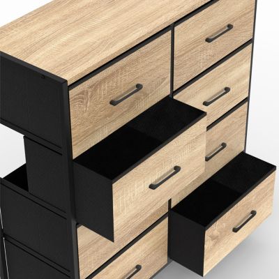 Commode 8 tiroirs en tissu UTAH 80 cm meuble de rangement design industriel