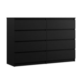 Commode 8 Tiroirs, Noir Mat, 140 X 101 X 39 Cm