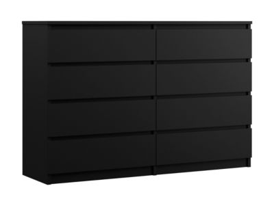 Commode 8 Tiroirs, Noir Mat, 140 X 101 X 39 Cm