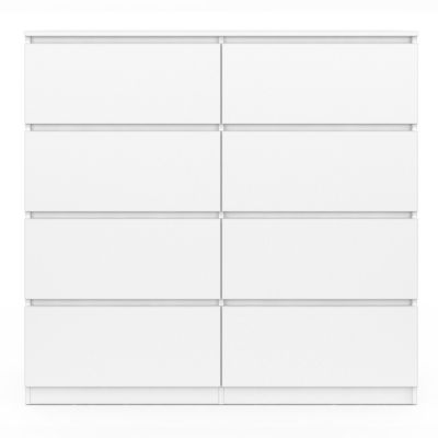 Commode 8 tiroirs TOMI 110 cm bois blanc
