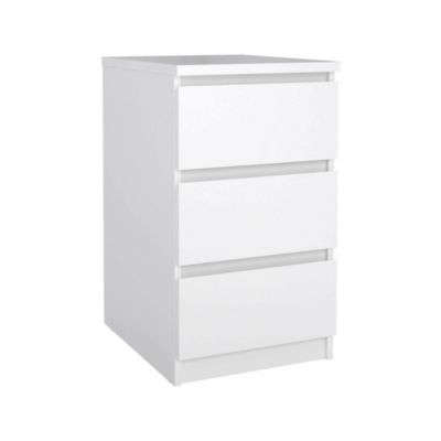 Commode Accudino, 3 tiroirs 40x50x70h cm Blanc Brillant
