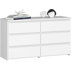 Commode AKORD CL100 Blanche 100 cm 6 tiroirs façade Blanche 100x35x57 cm