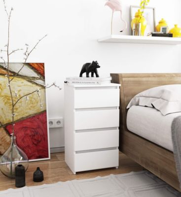 Commode AKORD CL4 Blanche 40 cm 4 tiroirs façade Blanche 40x35x74 cm