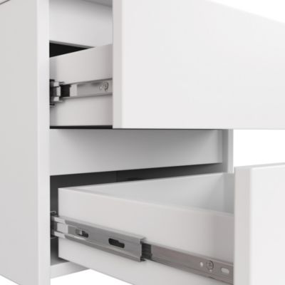Commode AKORD JERRY Blanche 80 cm 1 porte 3 tiroirs façade Blanche 2 étagères 80x35x77 cm