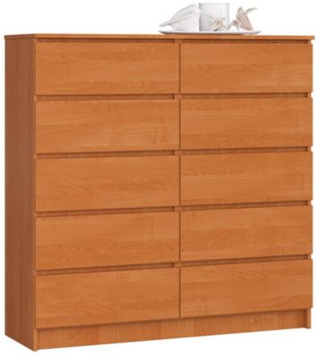 Commode AKORD K120 Aulne 120 cm 10 tiroirs façade Aulne 120x40x121 cm