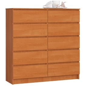 Commode AKORD K120 Aulne 120 cm 10 tiroirs façade Aulne 120x40x121 cm