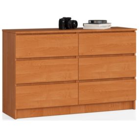 Commode AKORD K120 Aulne 120 cm 6 tiroirs façade Aulne 120x40x77 cm