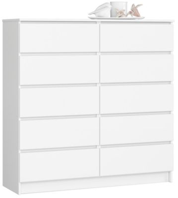 Commode AKORD K120 Blanche 120 cm 10 tiroirs façade Blanche 120x40x121 cm