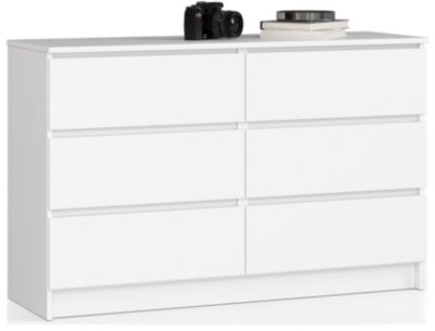 Commode AKORD K120 Blanche 120 cm 6 tiroirs façade Blanche 120x40x77 cm