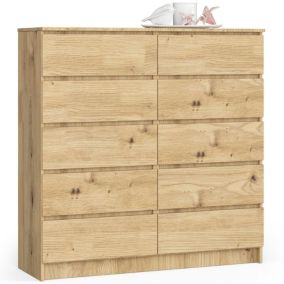 Commode AKORD K120 Chêne Artisan 120 cm 10 tiroirs façade Chêne Artisan 120x40x121 cm