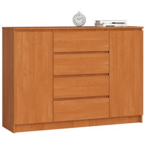 Commode AKORD K140 Aulne 138 cm 2 portes 4 tiroirs façade Aulne 4 étagères 138x40x99 cm