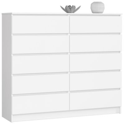 Commode AKORD K140 Blanche 138 cm 10 tiroirs façade Blanche 138x40x121 cm