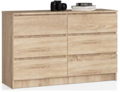 Commode AKORD K140 Chêne Sonoma 138 cm 6 tiroirs façade Chêne Sonoma 138x40x77 cm