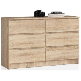 Commode AKORD K140 Chêne Sonoma 138 cm 6 tiroirs façade Chêne Sonoma 138x40x77 cm