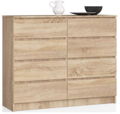Commode AKORD K140 Chêne Sonoma 138 cm 8 tiroirs façade Chêne Sonoma 138x40x99 cm