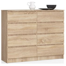 Commode AKORD K140 Chêne Sonoma 138 cm 8 tiroirs façade Chêne Sonoma 138x40x99 cm