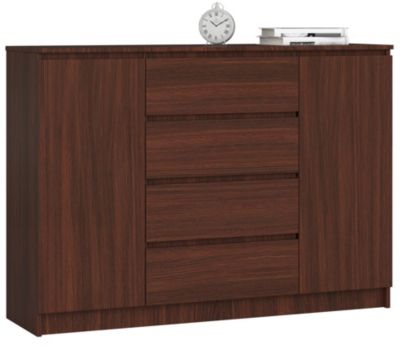Commode AKORD K140 Wengé 138 cm 2 portes 4 tiroirs façade Wengé 4 étagères 138x40x99 cm