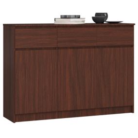 Commode AKORD K140 Wengé 138 cm 3 portes 3 tiroirs façade Wengé 6 étagères 138x40x99 cm