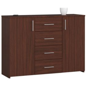 Commode AKORD K45 Wengé 110 cm 2 portes 4 tiroirs façade Wengé 4 étagères 110x35x80 cm