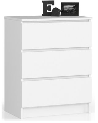 Commode AKORD K60 Blanche 60 cm 3 tiroirs façade Blanche 60x40x77 cm