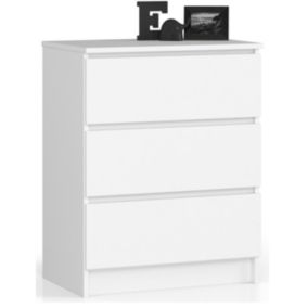 Commode AKORD K60 Blanche 60 cm 3 tiroirs façade Blanche 60x40x77 cm